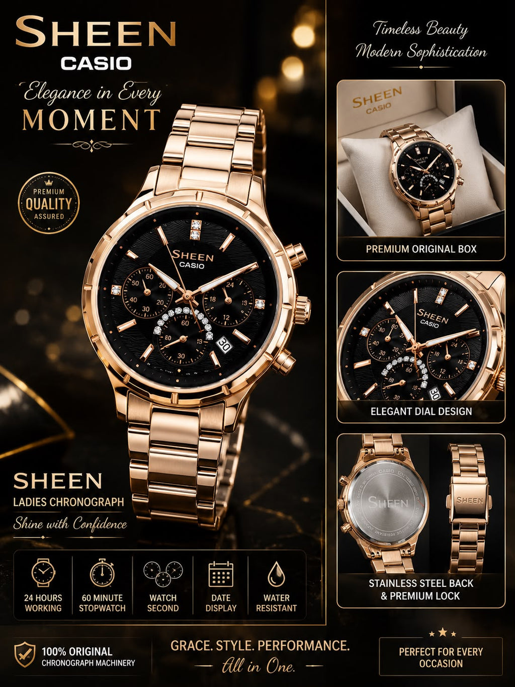 SHEEN Ladies Premium Chronograph Watch