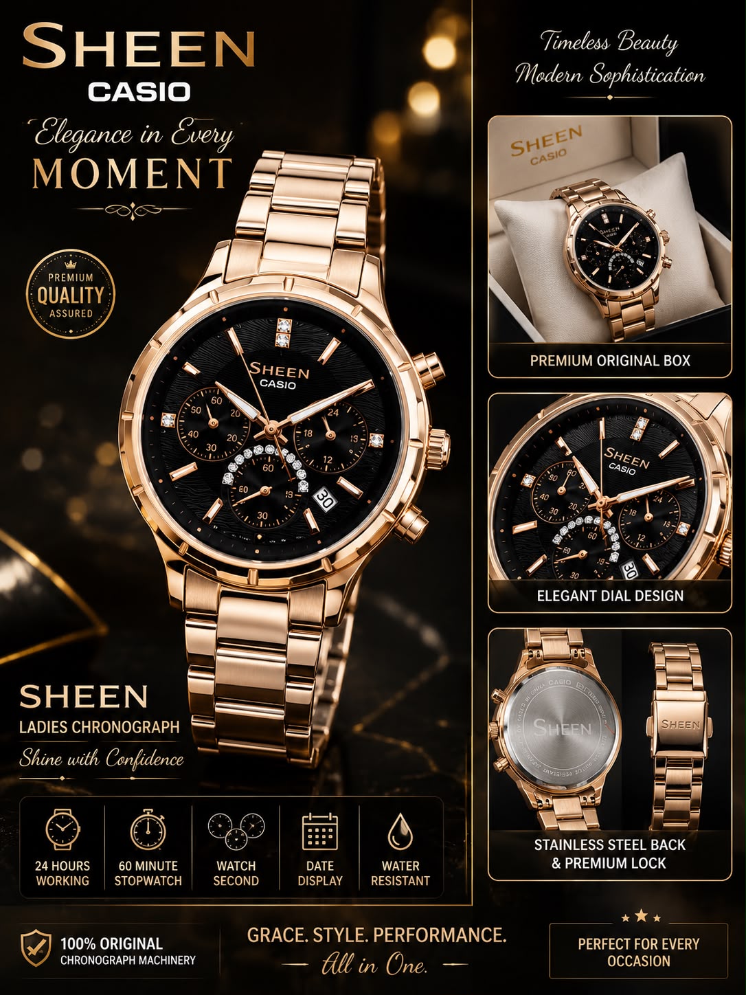 SHEEN Ladies Premium Chronograph Watch