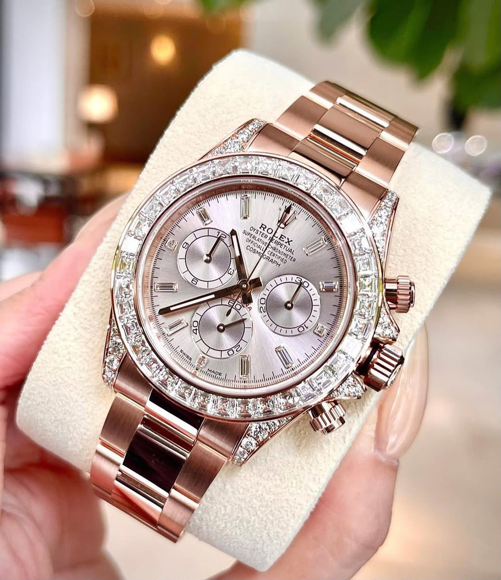 Rolex Cosmograph Daytona Everose Gold – Diamond Baguette Bezel (Ice Dial)