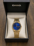 Casio Quartz Gold Watch – Blue Dial (Original)
