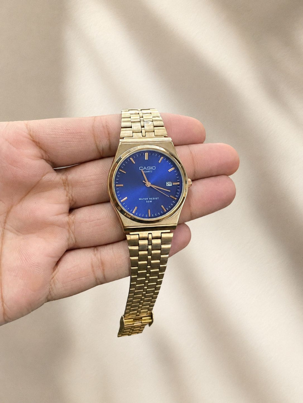 Casio Quartz Gold Watch – Blue Dial (Original)