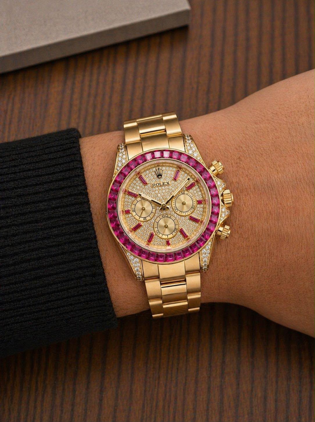 Ultra Rare Luxury - Book Your Premium Rolex with Pink Ruby Baguette Semi-Swiss Quality