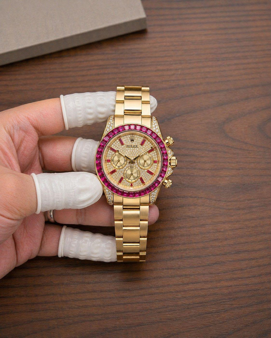 Ultra Rare Luxury - Book Your Premium Rolex with Pink Ruby Baguette Semi-Swiss Quality