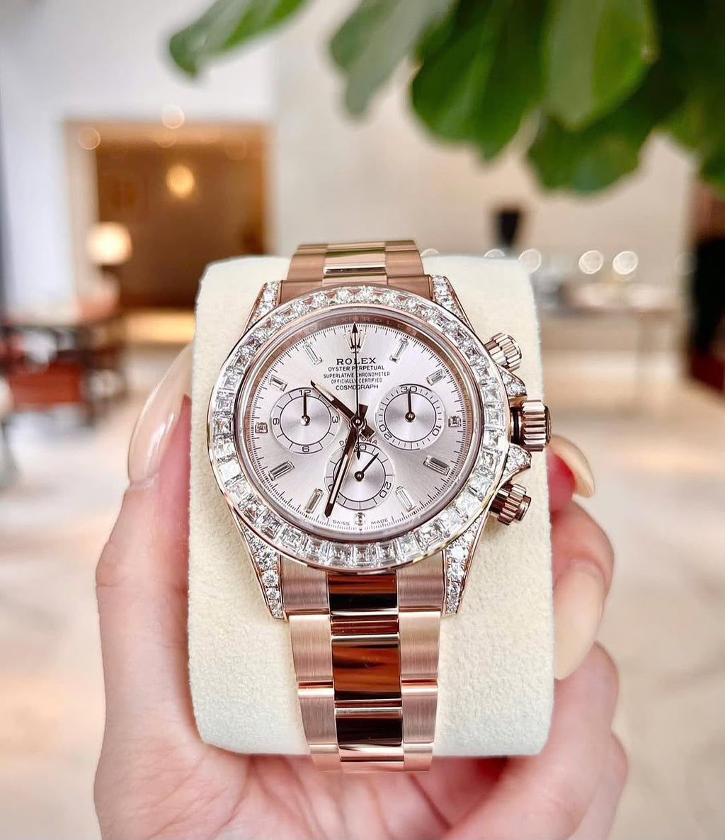 Rolex Cosmograph Daytona Everose Gold – Diamond Baguette Bezel (Ice Dial)
